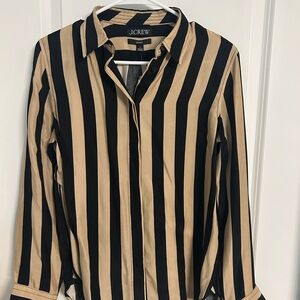 J.Crew Classic Black and Tan Striped Shirt